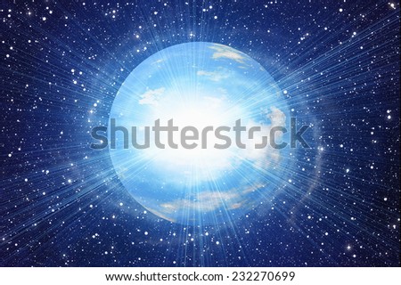 white flash of space earth planet in cosmos sky backgrounds.