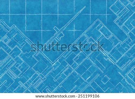 blue scheme of top view city plan on graph paper. abstract backgrounds