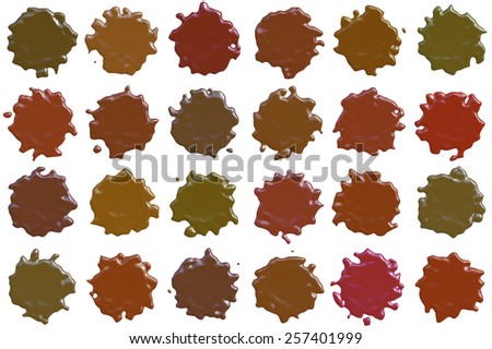 many different sealing-wax stamp shape isolated on white