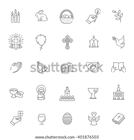 Easter icons set. Christianity icon set