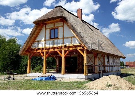 Unfinished, ecological rural wooden house almost ready to live