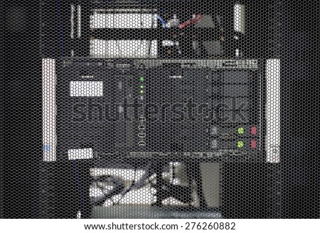Computer Server in rack server close-up