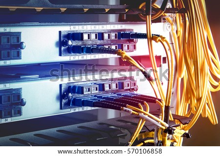 fiber optic in server room close up
