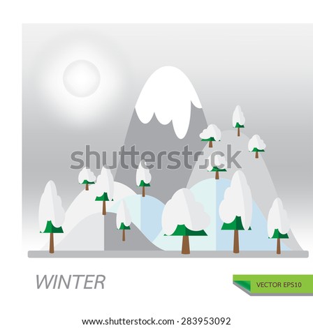 Winter season vector concept of  beautiful natural landscapes at different time of the year.