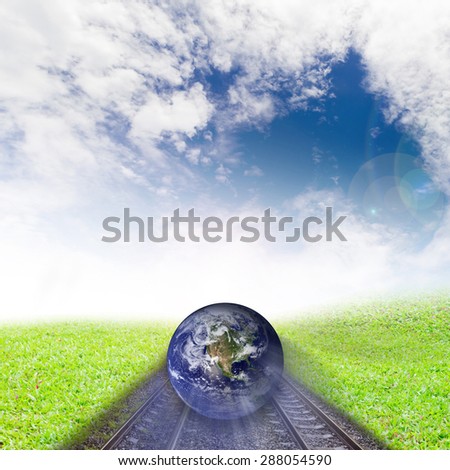 old railway track With rapidly changing world of business The concept of keeping the campaign.On World Environment Day ,space to insert text wherever you want.: Elements of this furnished by NASA