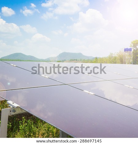 renewable solar energy Power plant : The concept of renewable energy. Clean energy Environmentally friendly The solar farm is a module of Tin film.