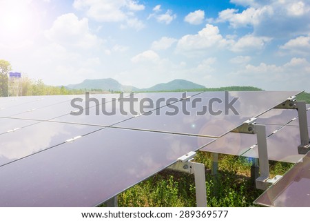 renewable solar energy Power plant : The concept of renewable energy. Clean energy Environmentally friendly The solar farm is a module of Tin film.