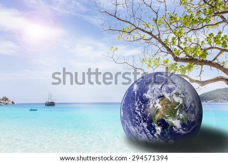 World environment day concept the planet on sea  Similan islands, Thailand, Phuket. : Elements of this image furnished by NASA