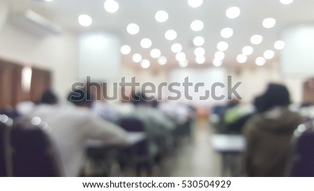 Blurry abstract exam classroom educational school: Blurry view college people in class room