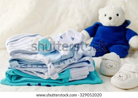 Baby clothes for newborn. In pastel colors