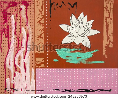 Original oil painting on canvas.Strange dream of a water lily.