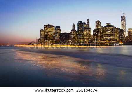 New York City skyline Manhattan and Statue of Liberty.