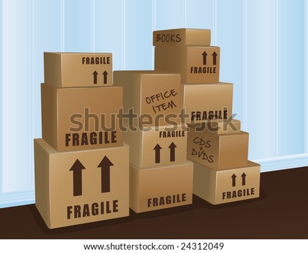 Shipping boxes piles