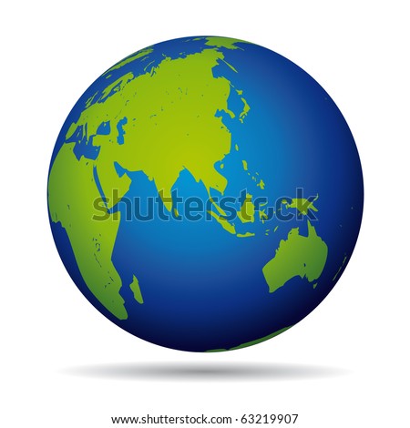 Earth View on Photo   Earth Globe Planet Icon  Asia And Australia Pacific View