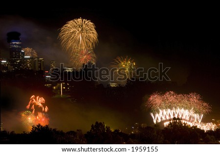 Fireworks montage Sydney New Years Eve