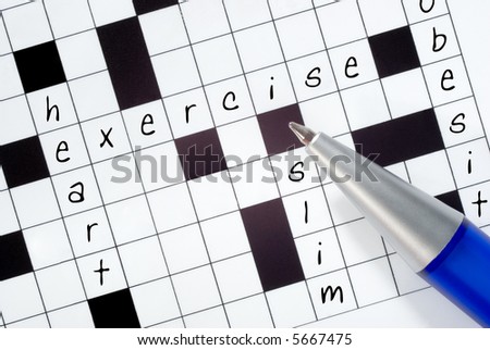 Crossword puzzle partly completed, with answers based on diet and healthy lifestyle,exercise is emphasised.
