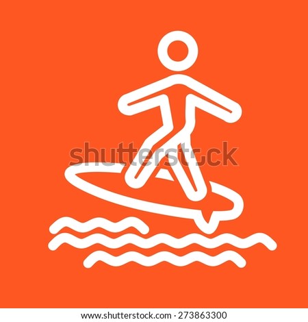 Surfer, surfingboard, water sport icon vector image. Can also be used for sports, fitness, recreation. Suitable for web apps, mobile apps and print media.