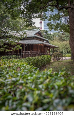 Tea House in the Imperial Palace East Gardens in Tokyo, Japan.