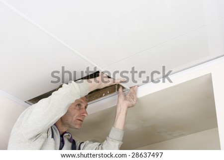 installation plastic profile on ceiling