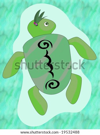 Tattoo Sea Turtle with Flowers