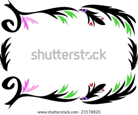 Tattoo Frame with Sweeping Leaves, 