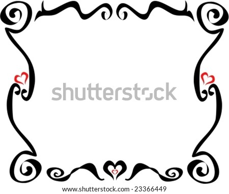 Tattoo Frame with Red Hearts Vector