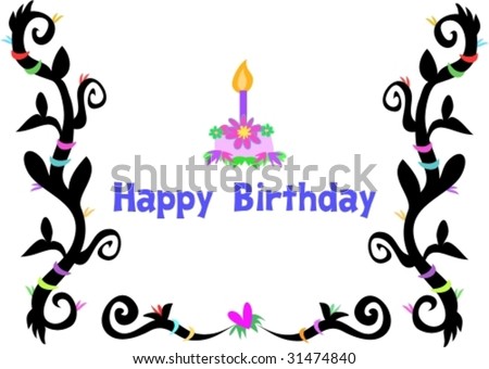 Happy Birthday Greeting and Cake