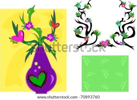 stock vector : Mix of Flower Vase, Tattoo Frame, and Background