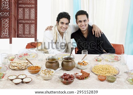 Muslim men enjoying themselves during Id