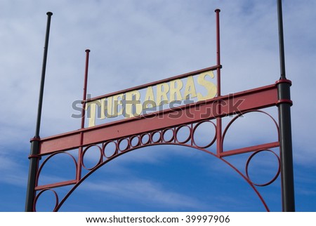 Entrance sign for Barras flea market in Glasgow, Scotland, UK, Europe