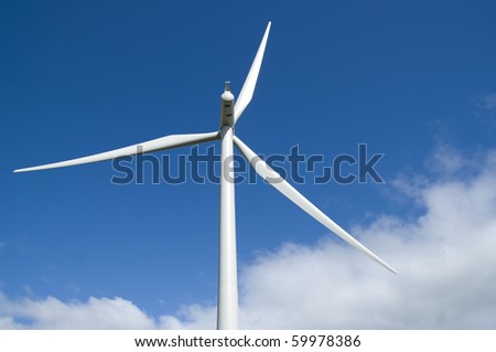 Wind turbine on a wind farm in Scotland, Europe.