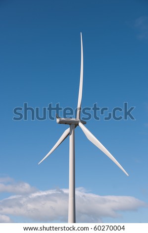 Modern wind turbine on a wind farm in Scotland, Europe.