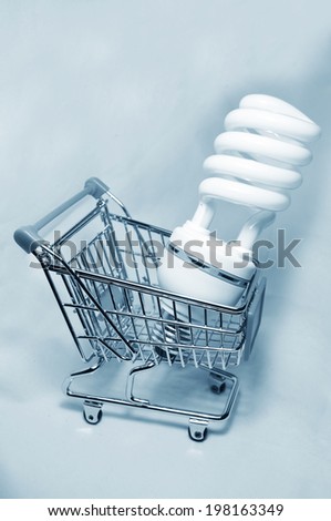 Energy price concept with light bulb and shopping cart