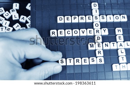 Stress concept with keywords on game board