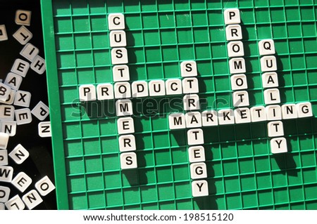 Marketing related crosswords on game board
