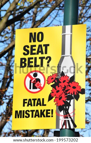 Wearing seat belt awareness message