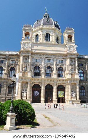 VIENNA, AUSTRIA - JULY 9, 2011:  Tourists visit the Museum of Natural History (Naturhistorisches Museum Wien), one of the most important attractions in the Museum Quarter in the Viennese capital city.