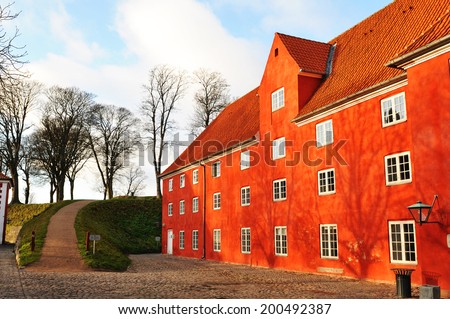 Traditional Danish building in the Kastellet, important architectural complex in Copenhagen, Denmark