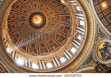 ROME, ITALY - MARCH 28, 2012: Major restoration work on objects of art at San Pietro (San Peter) basilica in Vatican moves forward