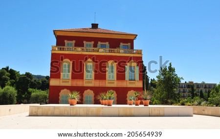 NICE, FRANCE - JULY 30, 2013: Matisse Museum is a major cultural and touristic landmark in the Cimiez district of Nice.