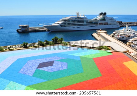 MONTE CARLO, MONACO - JULY 30, 2013: Luxurious cruise ship anchored in Monte Carlo, Monaco