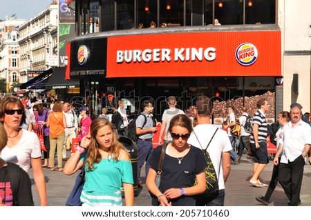 LONDON, UK - AUGUST 2012: Burger King fast food restaurant in London. Burger King is a global chain of hamburger fast food restaurants headquartered in Miami, Florida, United States.