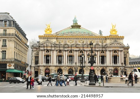 PARIS, FRANCE - MARCH 29, 2011: The Paris Opera (currently called the Opera National de Paris) is the primary opera company of Paris, France, founded in 1669 by Louis XIV