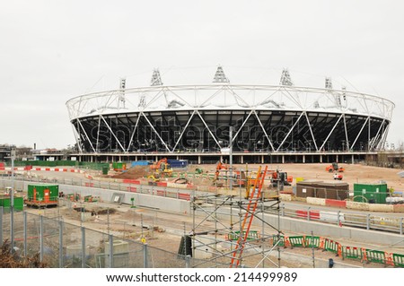 LONDON, UK - MARCH 6, 2011: London 2012 Olympic stadium under construction