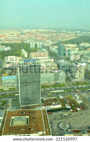 BERLIN, GERMANY - MARCH 30, 2014: Aerial view of Berlin as seen from the Television Tower