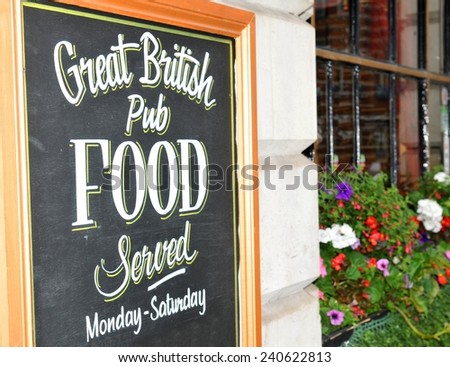 Close up of British pub sign board