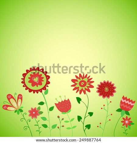 Spring Background. Cute vector flowers. Pink flower