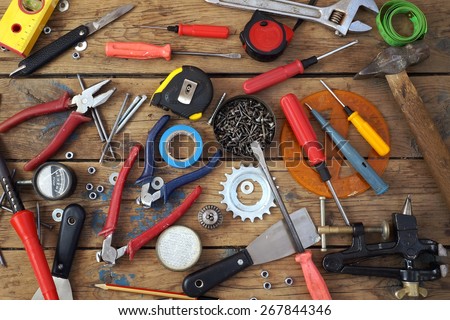Tools on a timber floor