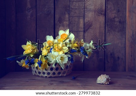 Still life with a bouquet of narcissuses