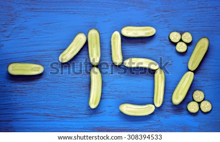 The halves of cucumbers in the form of an inscription of \